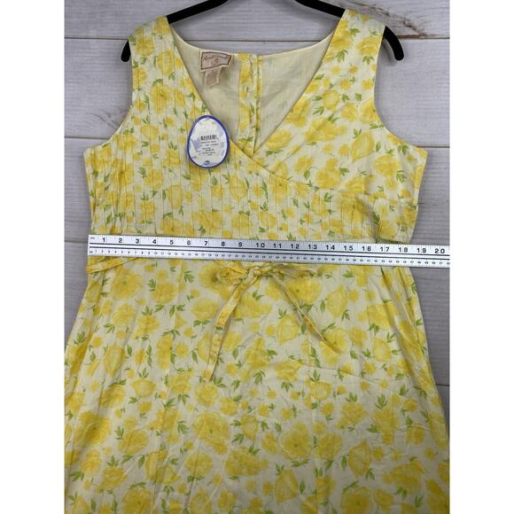 April Cornell Dress S Yellow Floral Midi Boho Country Cottage Faux Wrap NWT - Picture 6 of 10